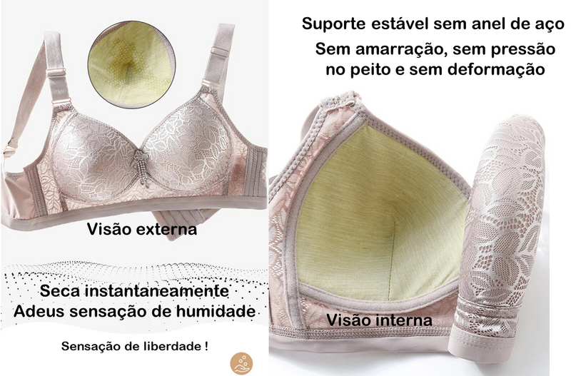 Sutiã sexy de ultra sustentação, grande, confortável, respirável, sem anel de aço, sutiã fino, copo ajustável, push up - FRETE GRÁTIS