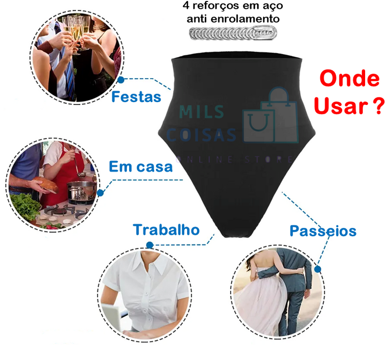 Calcinha Feminina Mils Shaper - cintura alta, modeladora, controle de barriga, emagrecimento - FRETE GRÁTIS