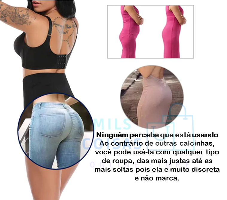 Calcinha Feminina Mils Shaper - cintura alta, modeladora, controle de barriga, emagrecimento - FRETE GRÁTIS