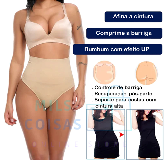 Calcinha Feminina Mils Shaper - cintura alta, modeladora, controle de barriga, emagrecimento - FRETE GRÁTIS