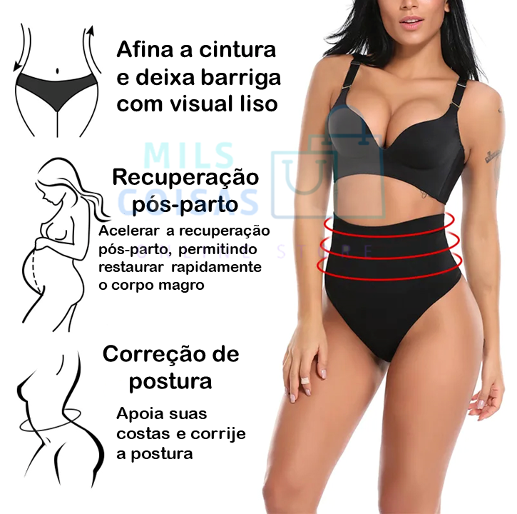 Calcinha Feminina Mils Shaper - cintura alta, modeladora, controle de barriga, emagrecimento - FRETE GRÁTIS